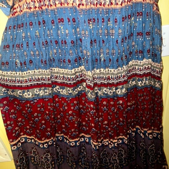 Vintage LaCera Pleated 90s Cotton Babydoll Maxi Dress Boho Hippie - Picture 7 of 12